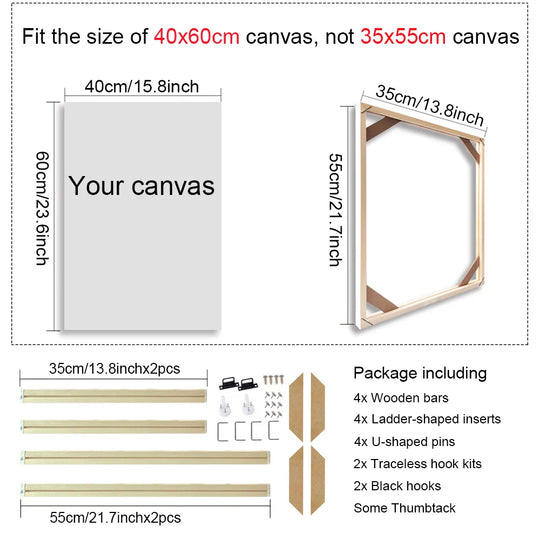 Solid Wood Canvas Stretcher Frame DIY Kit Multiple Sizes