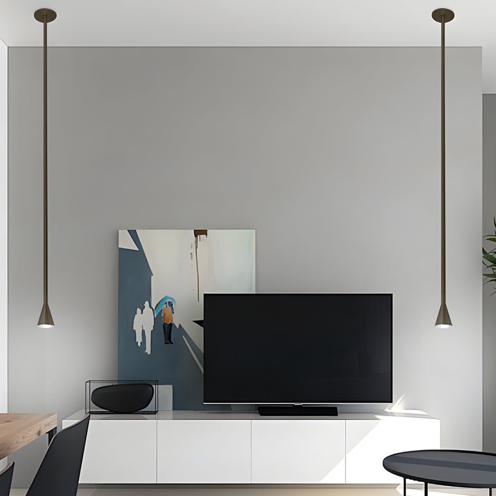 Modern Vertical Cone Tube Pendant Light – Black/Gold
