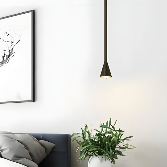 Modern Vertical Cone Tube Pendant Light – Black/Gold