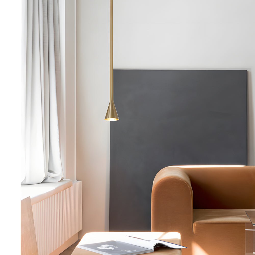 Modern Vertical Cone Tube Pendant Light – Black/Gold