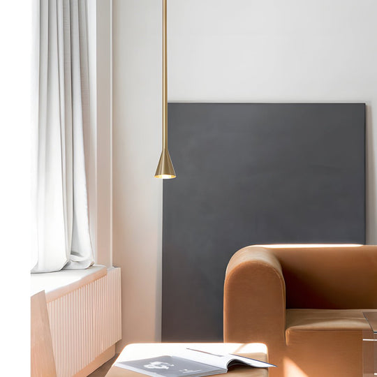 Modern Vertical Cone Tube Pendant Light – Black/Gold