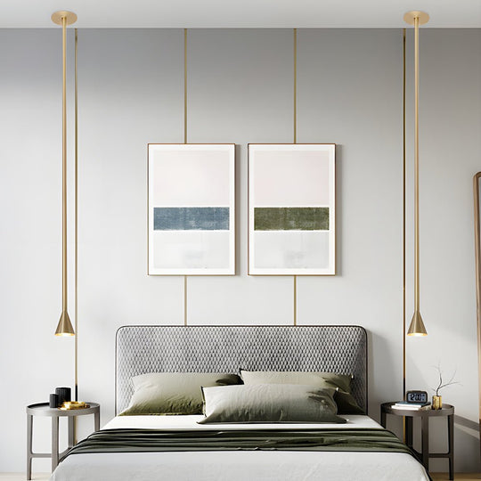 Modern Vertical Cone Tube Pendant Light – Black/Gold
