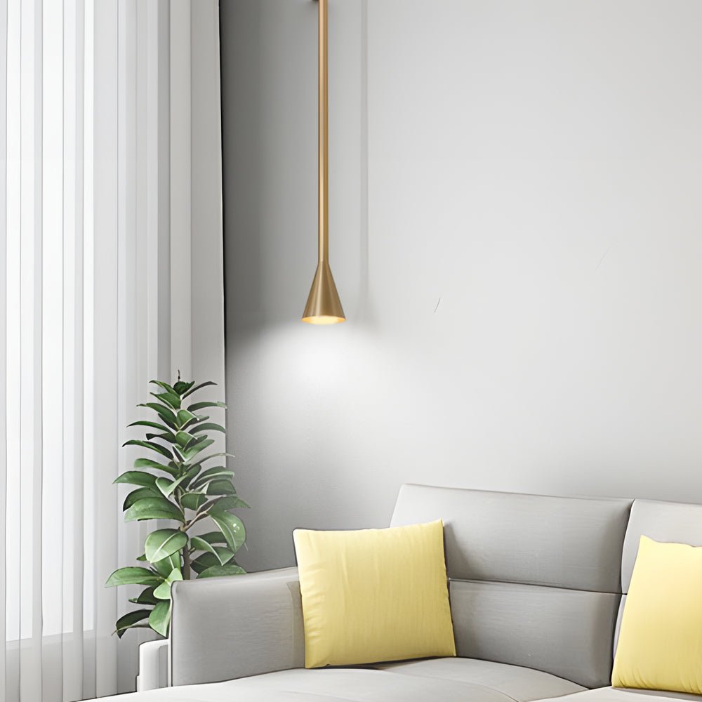 Modern Vertical Cone Tube Pendant Light – Black/Gold