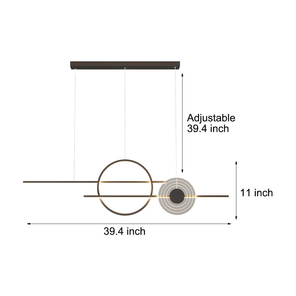 39.4 Inch Dimmable Ring Linear LED Island Chandeliers for Dining Room Black White