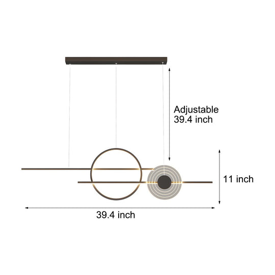 39.4 Inch Dimmable Ring Linear LED Island Chandeliers for Dining Room Black White