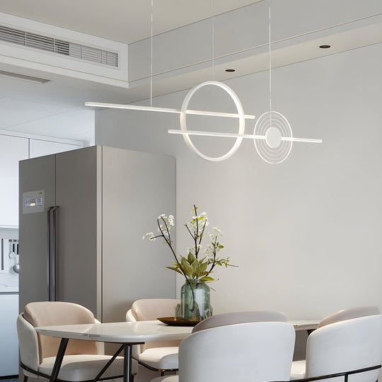 39.4 Inch Dimmable Ring Linear LED Island Chandeliers for Dining Room Black White