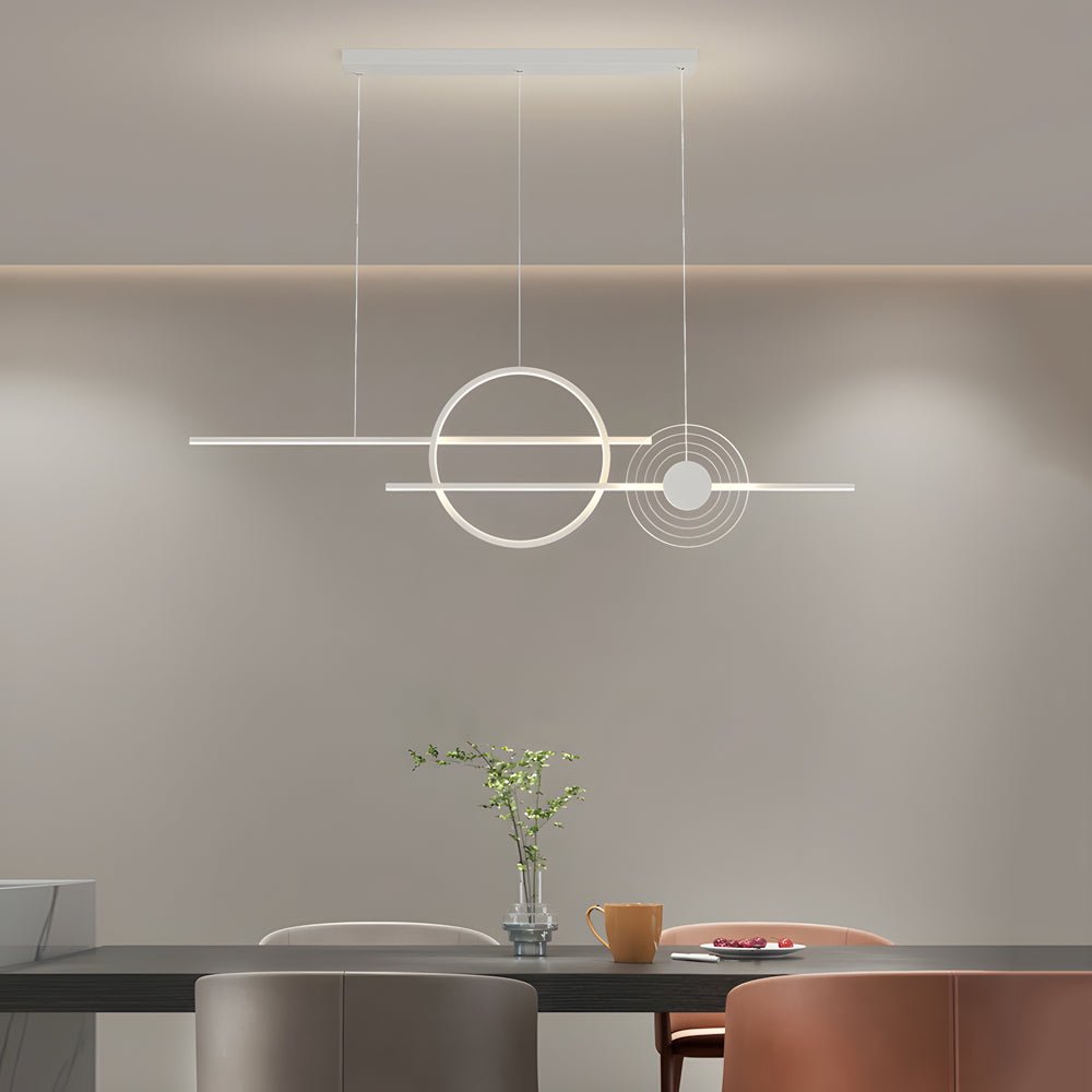 39.4 Inch Dimmable Ring Linear LED Island Chandeliers for Dining Room Black White