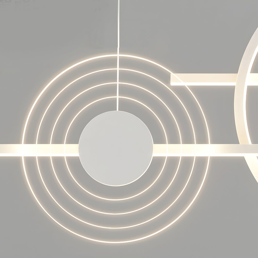 39.4 Inch Dimmable Ring Linear LED Island Chandeliers for Dining Room Black White