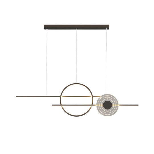 39.4 Inch Dimmable Ring Linear LED Island Chandeliers for Dining Room Black White