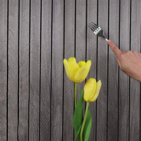 3D Striped Self Adhesive PVC Wall Panel Neutral Tones