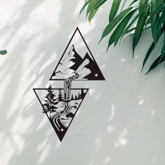 Wild Mountain River Black Metal Wall Art Decor