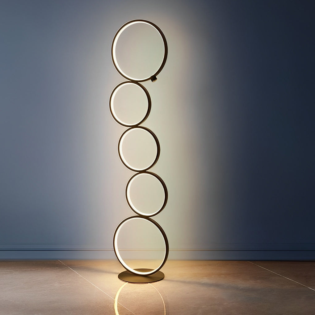 Modern Artistic 5-Circle LED Floor Lamp with Touch Control