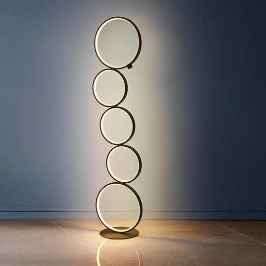 Modern Artistic 5-Circle LED Floor Lamp with Touch Control