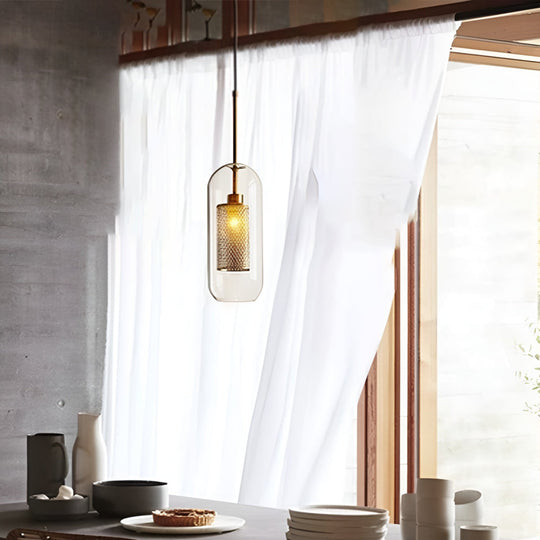 Minimalist Round Glass LED Industrial Pendant Light