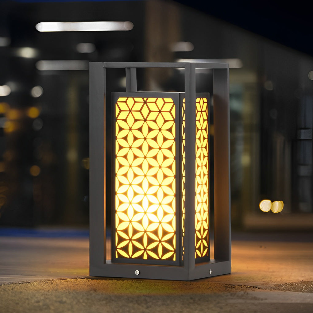 Floral Pattern Black LED Outdoor Lawn Pathway Light