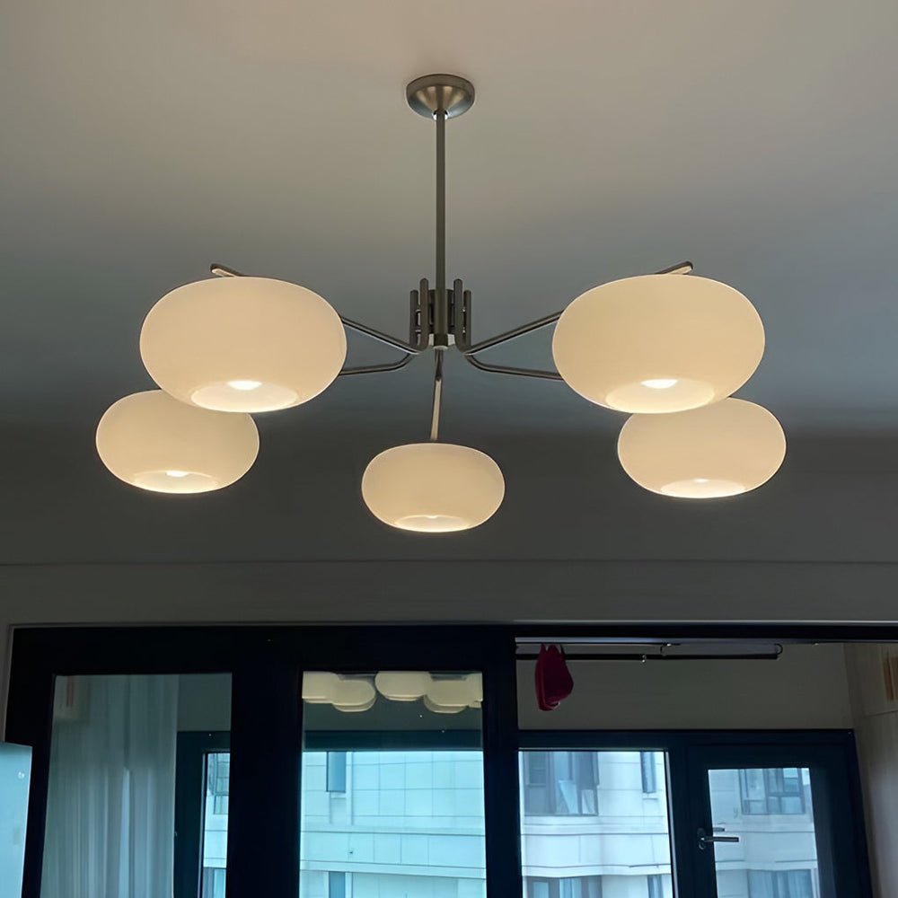 5 Lights Glass Three Step Dimming LED Nordic Chandelier