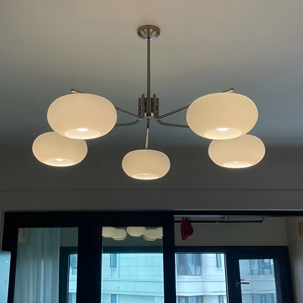 5 Lights Glass Three Step Dimming LED Nordic Chandelier