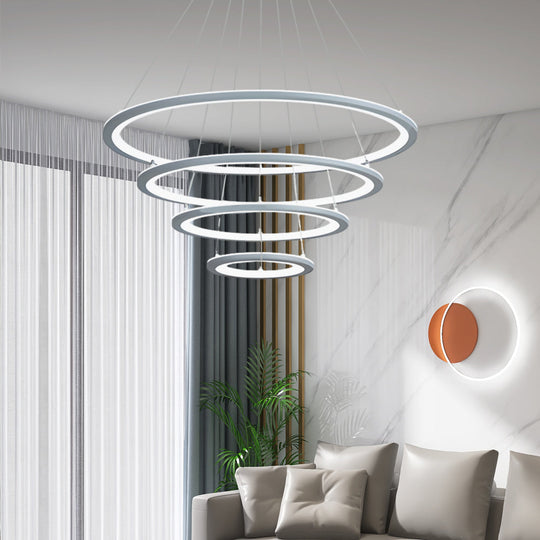 4-Rings LED Mid-Century Modern Chandelier with Remote Control