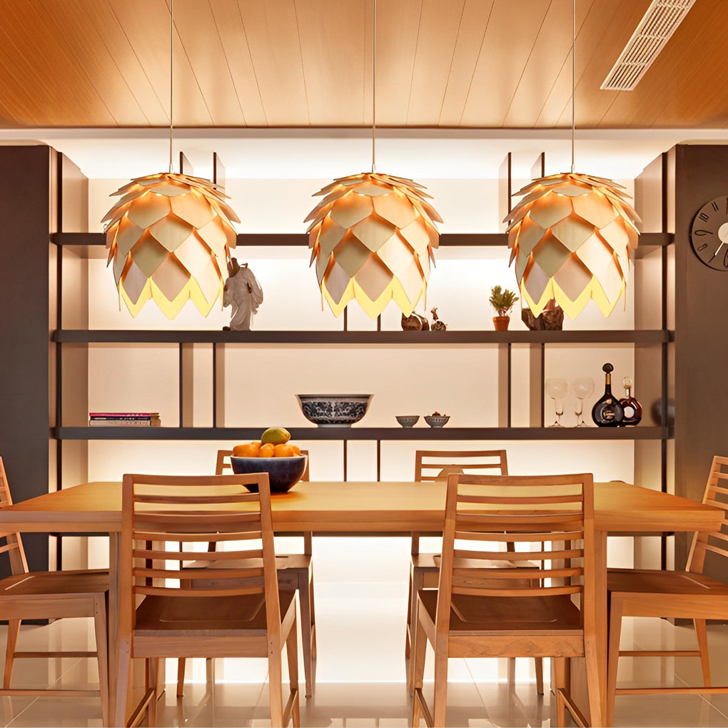 Creative Wood Pine Cones LED Japanese Style Chandelier