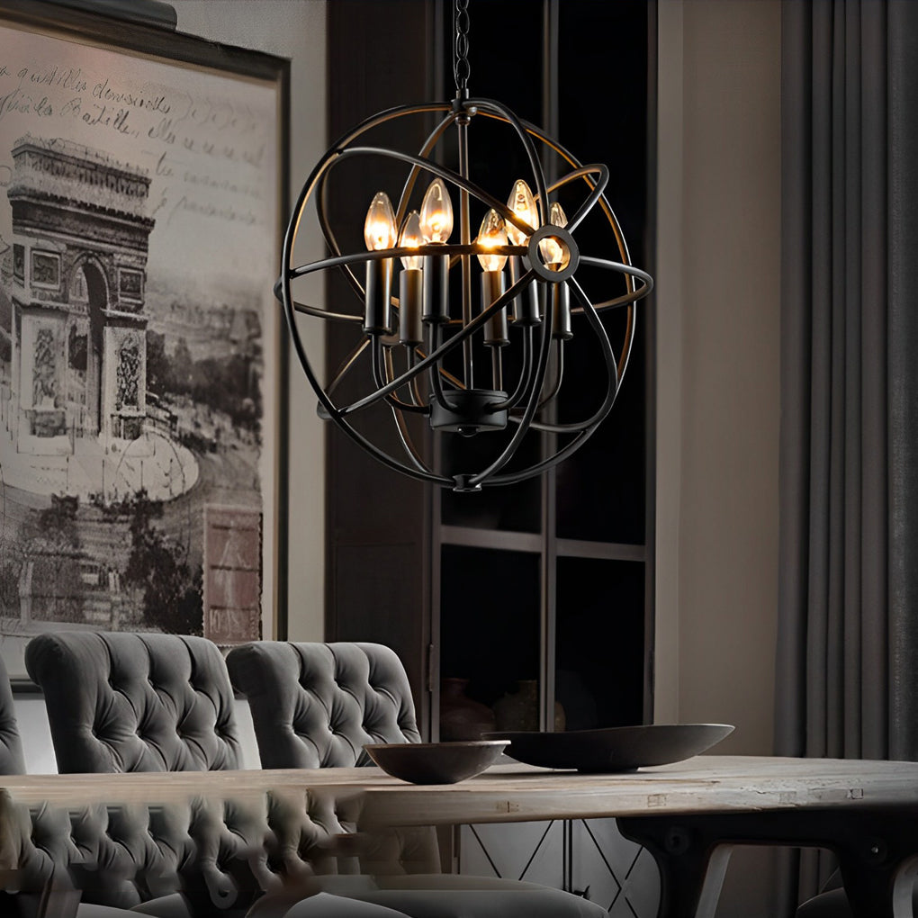 Retro Iron Birdcage Candlestick American Style Chandelier Pendant Light