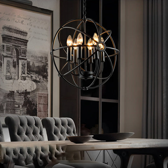 Retro Iron Birdcage Candlestick American Style Chandelier Pendant Light