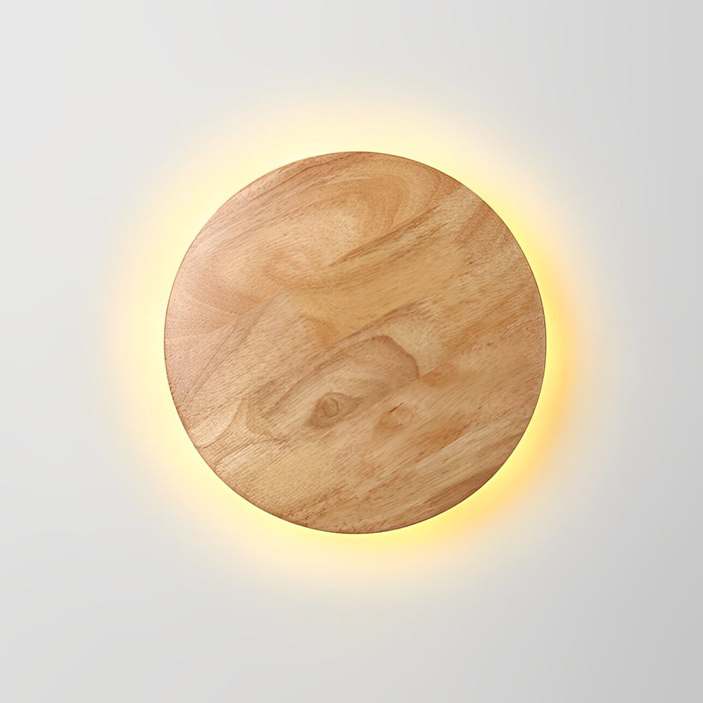 Round Oval Creative LED Wood Nordic Bedside Wall Lamp