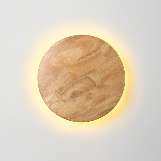 Round Oval Creative LED Wood Nordic Bedside Wall Lamp