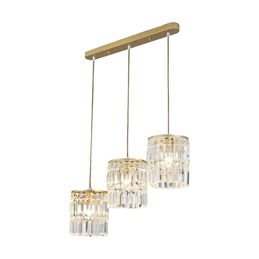 Cylindrical Crystal Shade Three Step Dimming Nordic Hanging Light