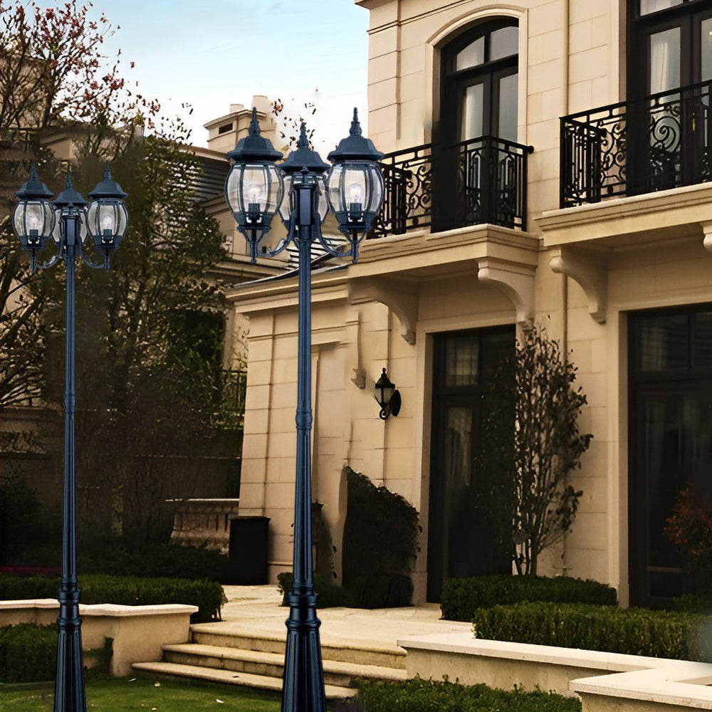 Waterproof 3-Light Black European Style Outdoor Garden Lamp Post