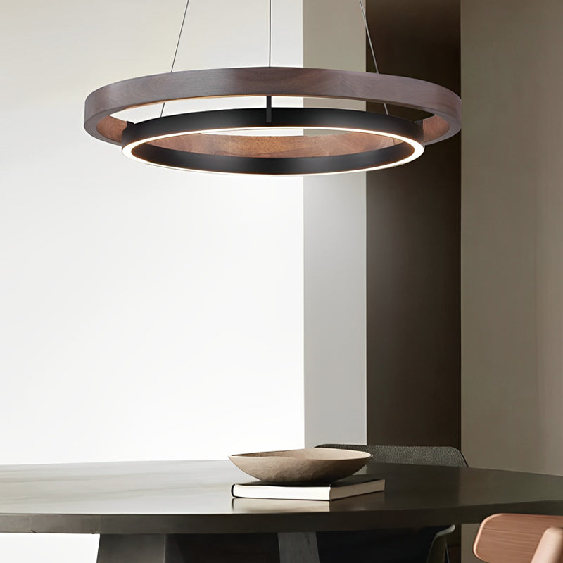 Round Minimalist Three-Step Dimming LED Black Modern Pendant Light
