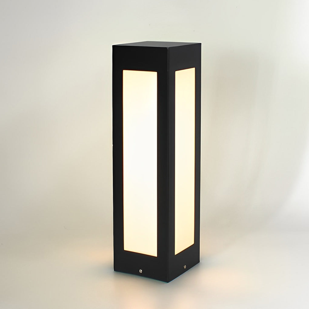 Modern Black Solar Bollard Light LED Waterproof Automatic Outdoor Lamp