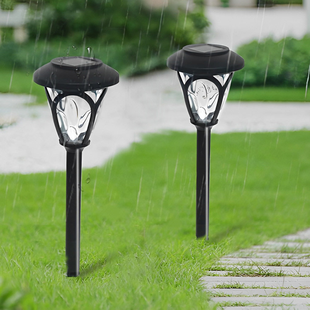 2PCS Intelligent Solar LED Lawn Lamps with Black Opaque Glass Shade