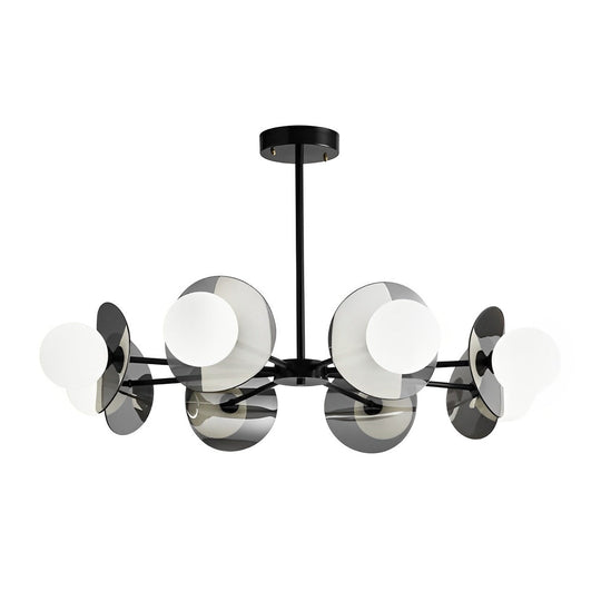 Round Electroplated Glass Piece Copper Black Modern Chandelier