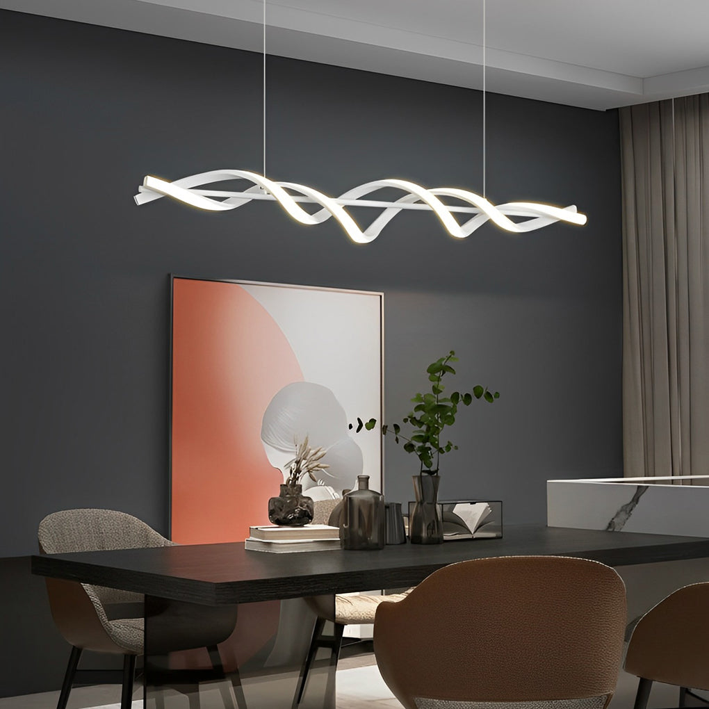 Modern Spiral-Shaped White Dimmable LED Chandelier