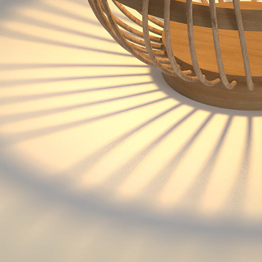 Portable Rattan Wood LED Waterproof Solar Garden Lawn Lamp