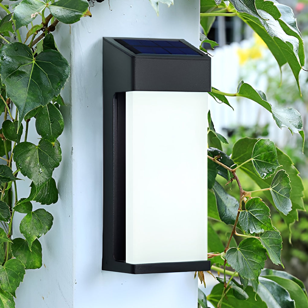 2 Pcs Rectangular LED Light Controlled Waterproof Outdoor Solar Sconce Lighting