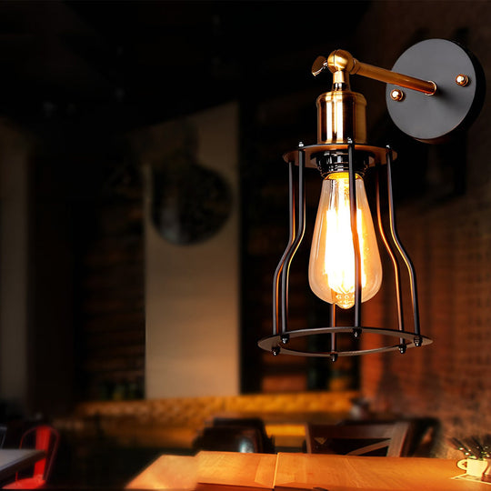 Adjustable Retro Iron E27 Waterproof Industrial Plug-in Wall Sconce