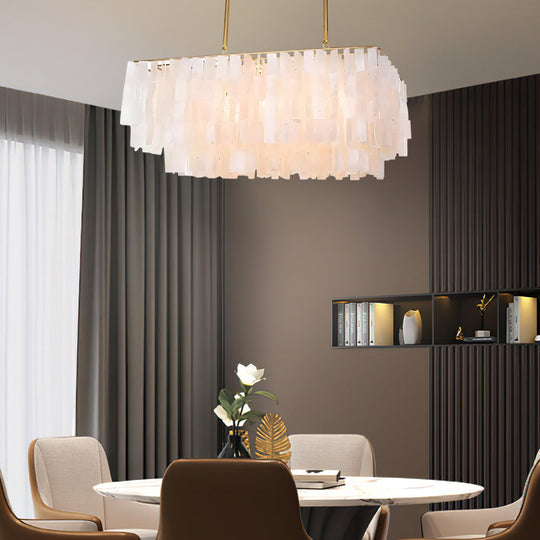 Traditional Classic Metal Capiz Shell Chandelier with 3 LED Bulbs