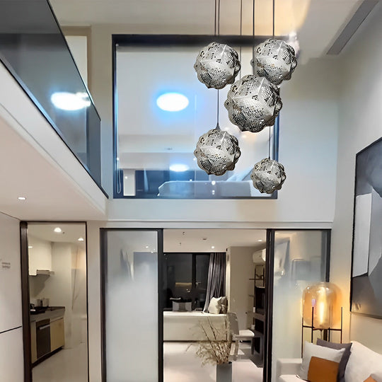Irregular Ball 3D Stainless Steel Postmodern Chandelier Pendant Light