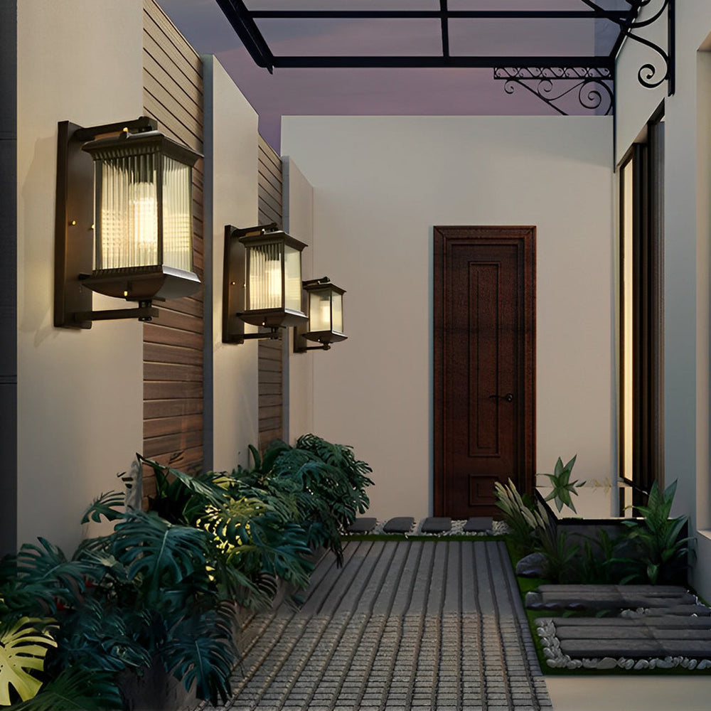 Outdoor Waterproof Creative Glass Shade Brown Retro Wall Light