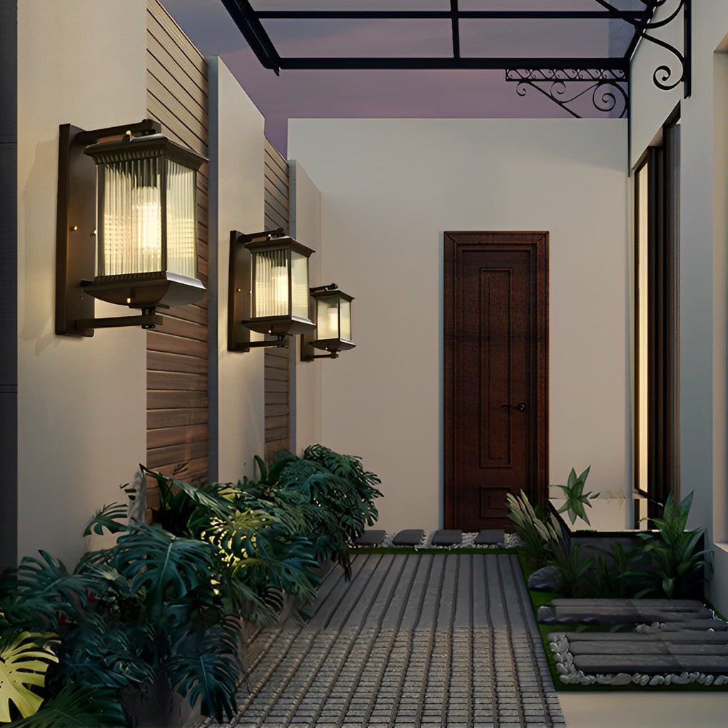 Outdoor Waterproof Creative Glass Shade Brown Retro Wall Light