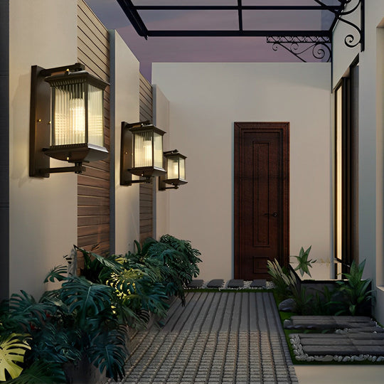 Outdoor Waterproof Creative Glass Shade Brown Retro Wall Light
