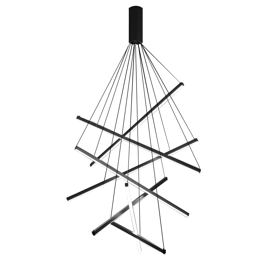 Minimalist Strip – Stepless Dimming LED Black Modern Chandelier with Remote