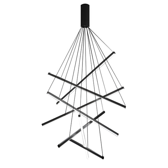 Minimalist Strip – Stepless Dimming LED Black Modern Chandelier with Remote