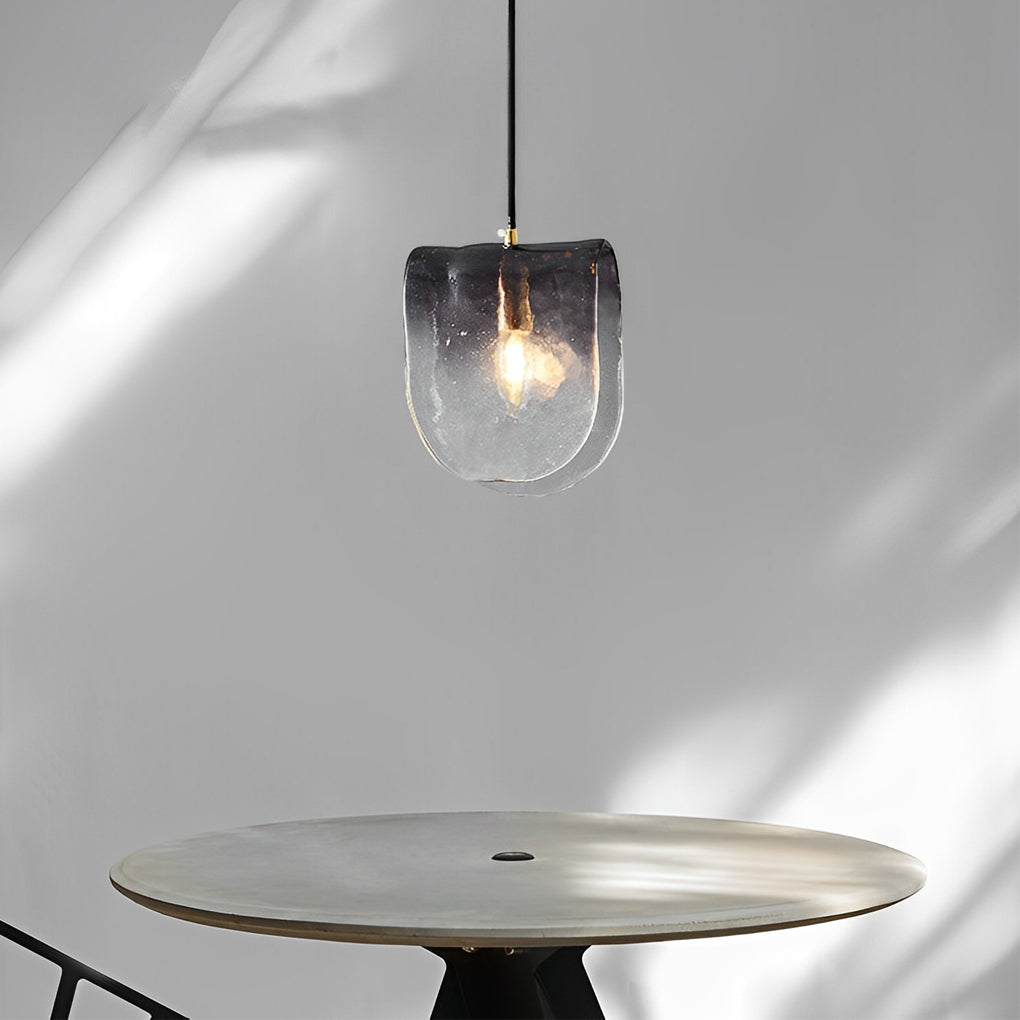 Gradient Smokey Gray Glass Post-Modern Small Chandelier Pendant Light
