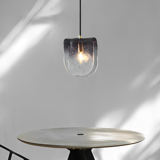 Gradient Smokey Gray Glass Post-Modern Small Chandelier Pendant Light
