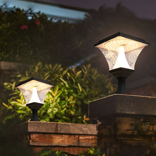 Creative Square Retro LED Solar Fence Post Light Waterproof Outdoor