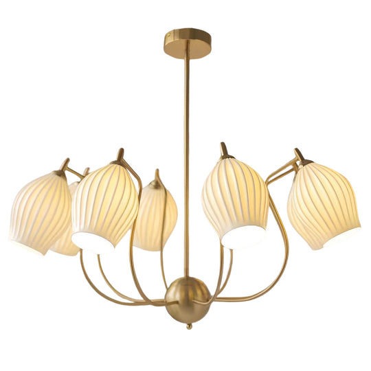 4 Lights Ceramic Flower-Shaped Warm Light Modern Ceiling Light