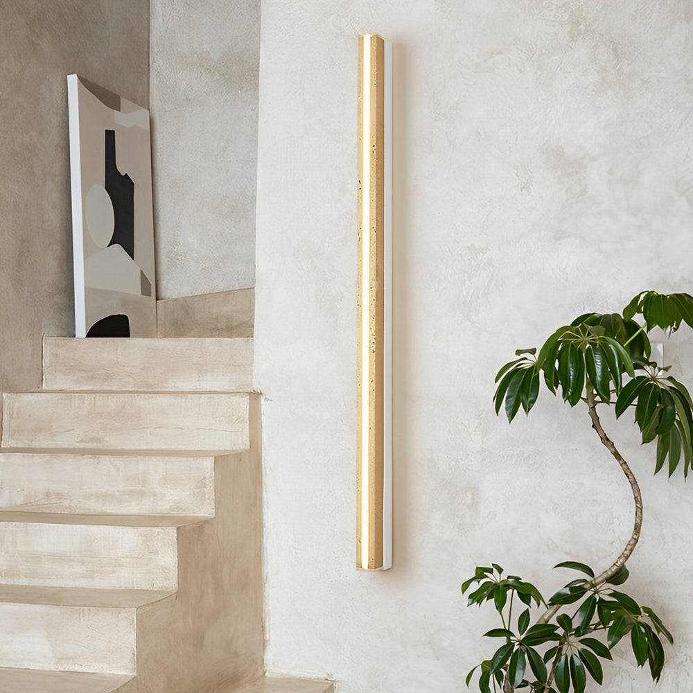 Strip Yellow Travertine LED Japanese-Style Wall Lamp