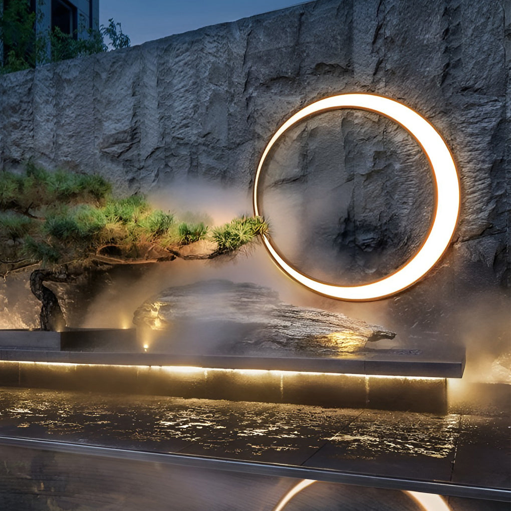Circular Moon LED Waterproof IP65 Modern Outdoor Wall Light